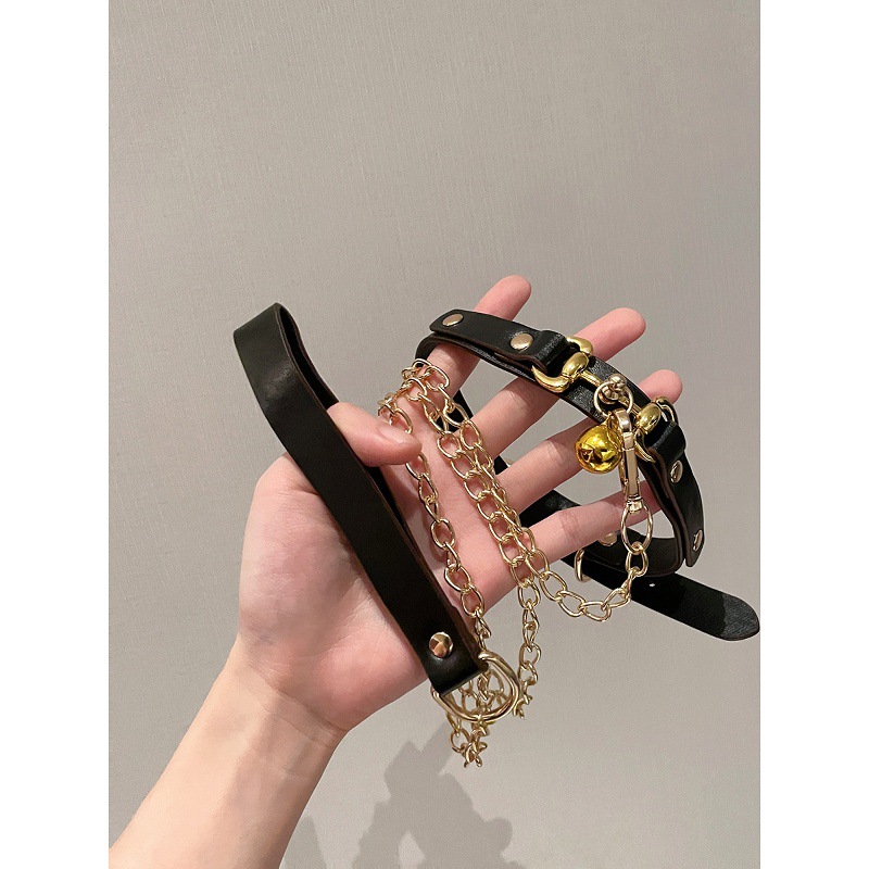 Night Shadow Women's Bell Sexy Collar Women's Neck Strap Chain Collar Clavicle Chain Leather Neck Ring Necklace Neck Collar
