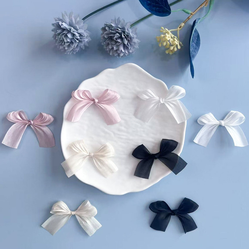 Sweet Mesh Gauze Island Satin Ribbon Bow Handmade DIY Trendy Clothing Hairpin Accessories Shoe Flower Embellishments and Materials