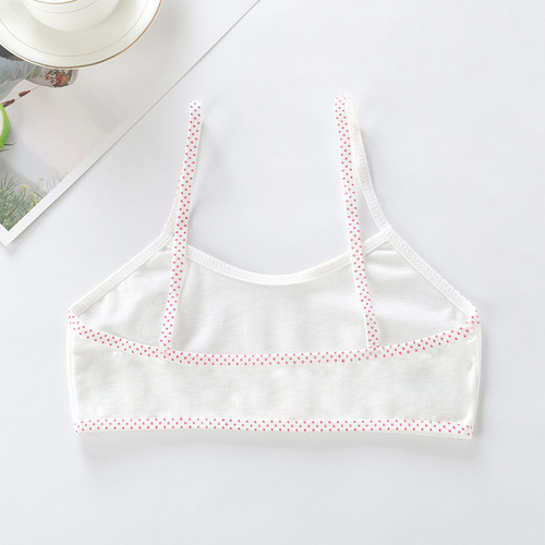 Adolescent Girls' Bra, Elementary School Student Underwear, Cotton Strappy Bandeau Top, Children's Breathable Cotton Tube Top