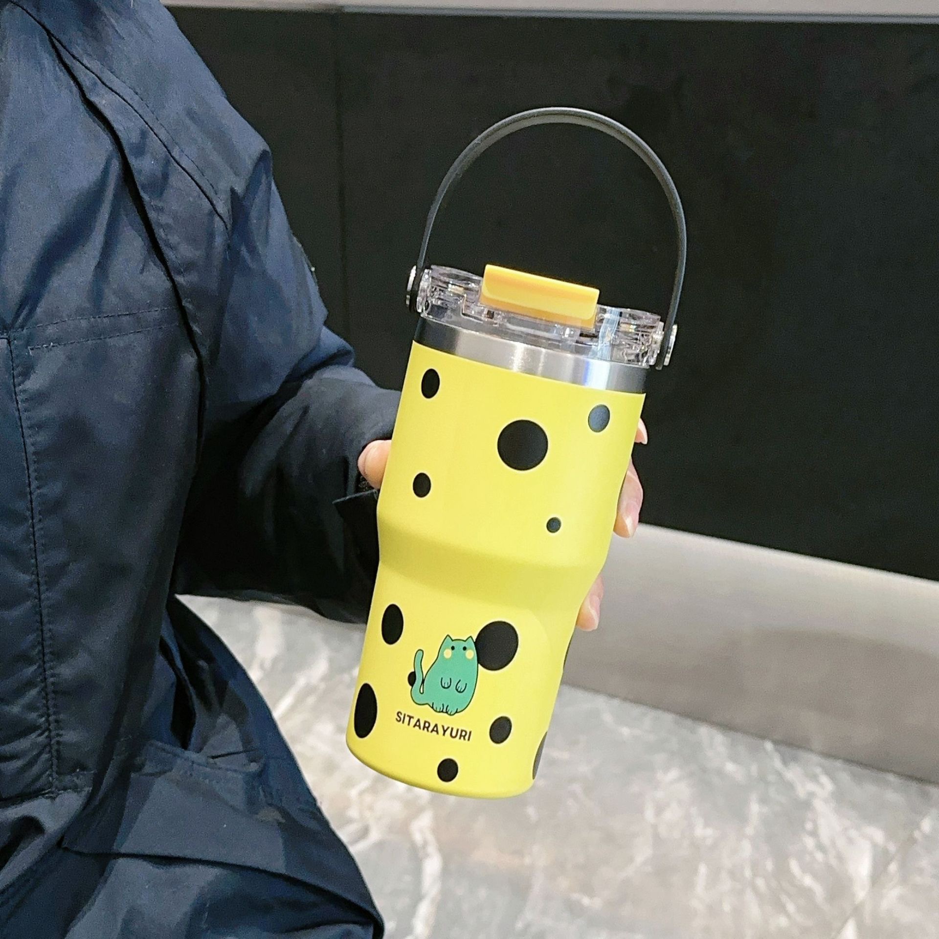 SITARAYURI doble bebida refrescante portátil 3D de dibujos animados taza de hielo de acero inoxidable de gran capacidad taza de aislamiento térmico portátil taza de coche image 12