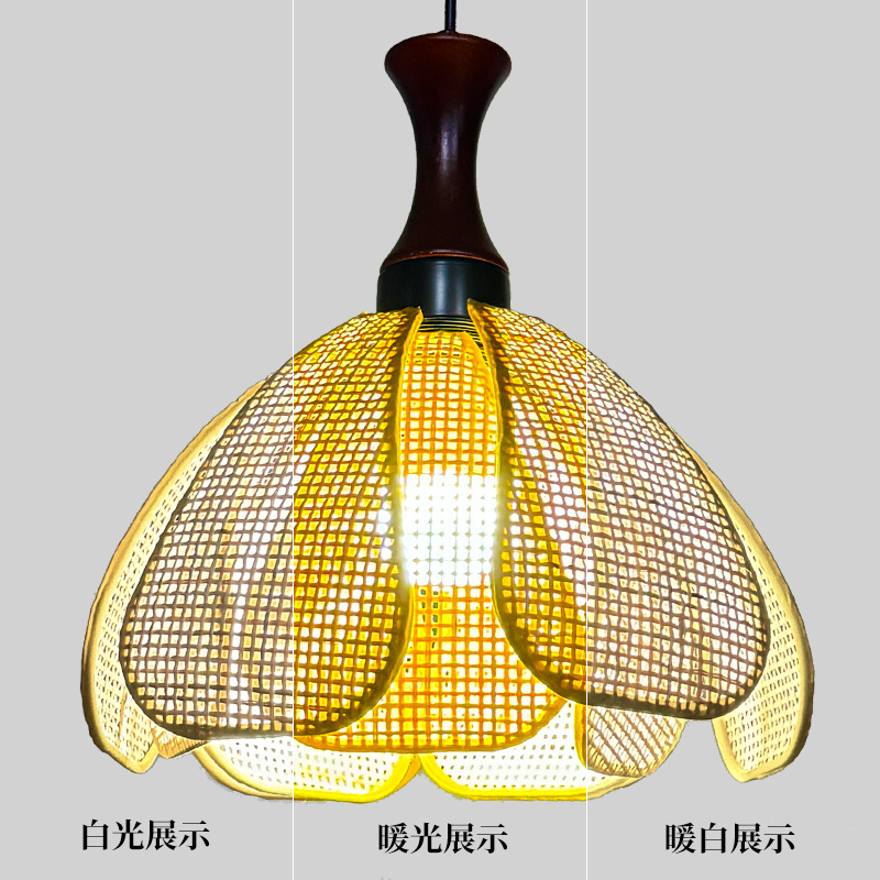 Restaurante de estilo japonés de alojamiento artístico tejido a mano tela pétala de caña Dormitorio de estar silencioso Zen sala de té Landelier