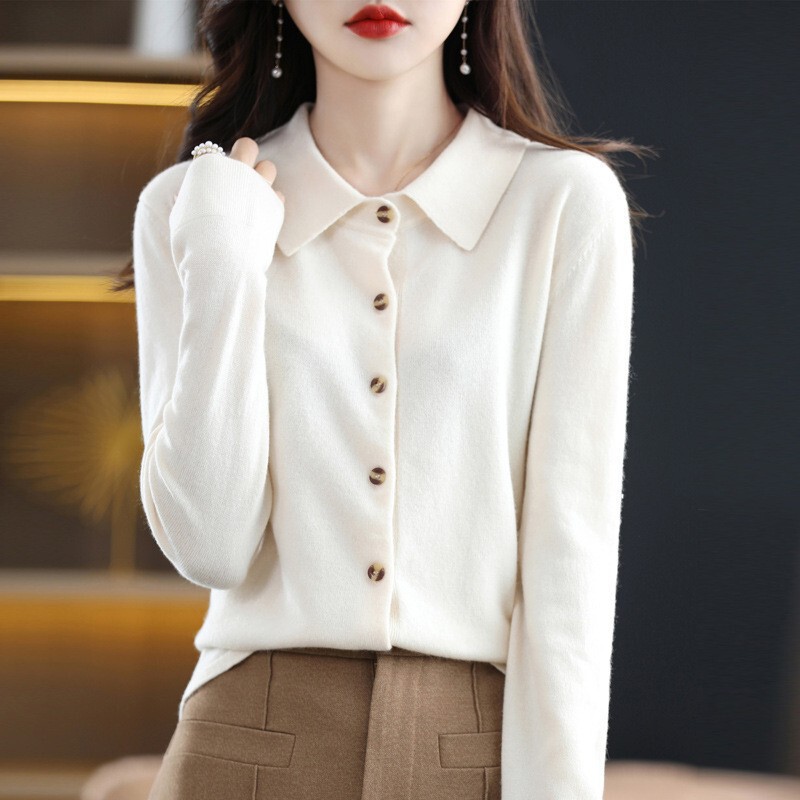 Knitted Cardigan Top Short Shirt Lapel This Women's Sweater Is Only Sold in Stock Polo Jacket Purple Black