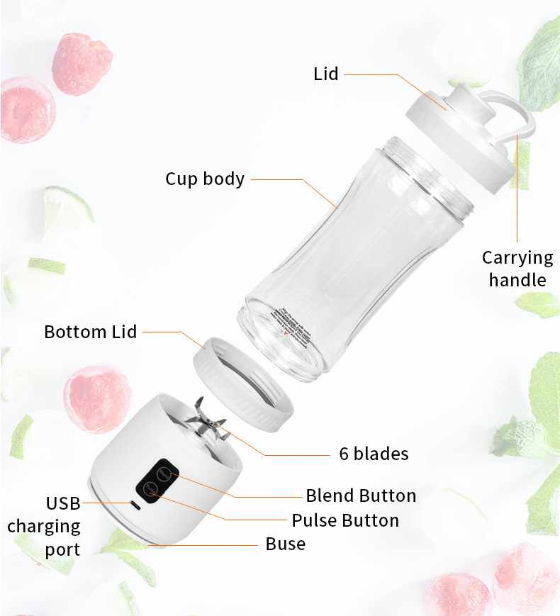 Taşınabilir blender, USB şarjlı, kablosuz sıkacak bardak
