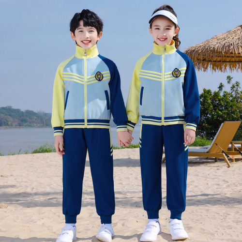 Primary school uniform spring and autumn set British style kindergarten children's sportswear long sleeve class uniform for autumn sports meet