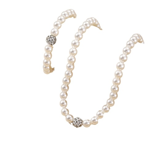 ABS Pearl Jewelry Set Women's Necklace Earrings Bracelet Three-piece Set Gift for Mom Beautiful Wedding Photo Accessories