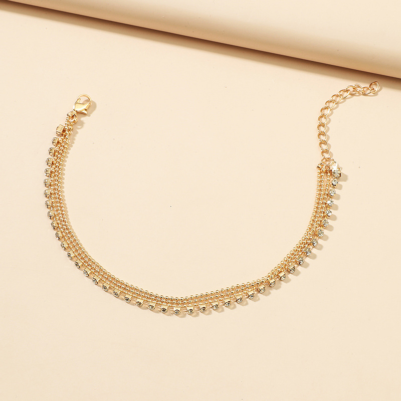 fashion multilayer bracelet simple diamond alloy ankletpicture1