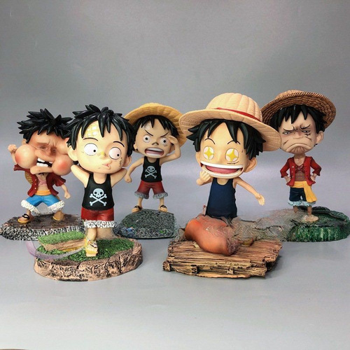 One Piece figure ornaments five postures original straw hat boy childhood little Luffy figure peripheral model without box