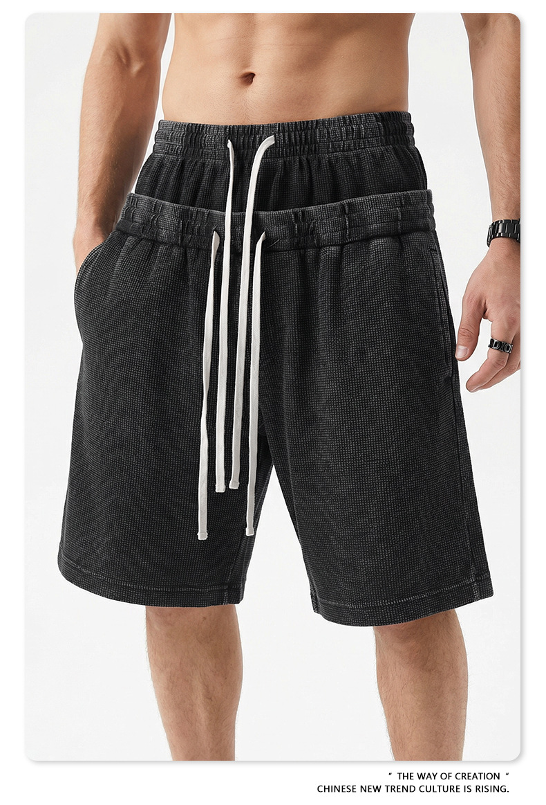 Herren Freizeitshorts Mit Waffelstruktur Und Kordelzug Bund_voghion.com