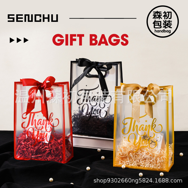 Transparent Pp Trendy Plastic Gift Tote Bag, Souvenir Bag, Perforated Gift Bag, Mother's Day Gift Bag