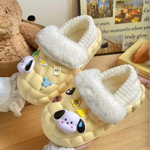 Теплые домашние тапочки унисекс 2025 года, съемные, хлопковые, в мультяшном стиле, для зимы и осени, для дома и улицы, на толстой подошве, водонепроницаемые, плюшевые
