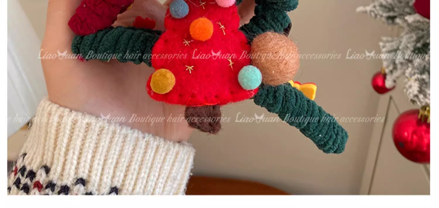 Buon Natale ~ Simpatico copricapo rosso con forcina Autunno e inverno Ragazza Nuovo squalo che stringe la sensazione di alta qualità_voghion.com