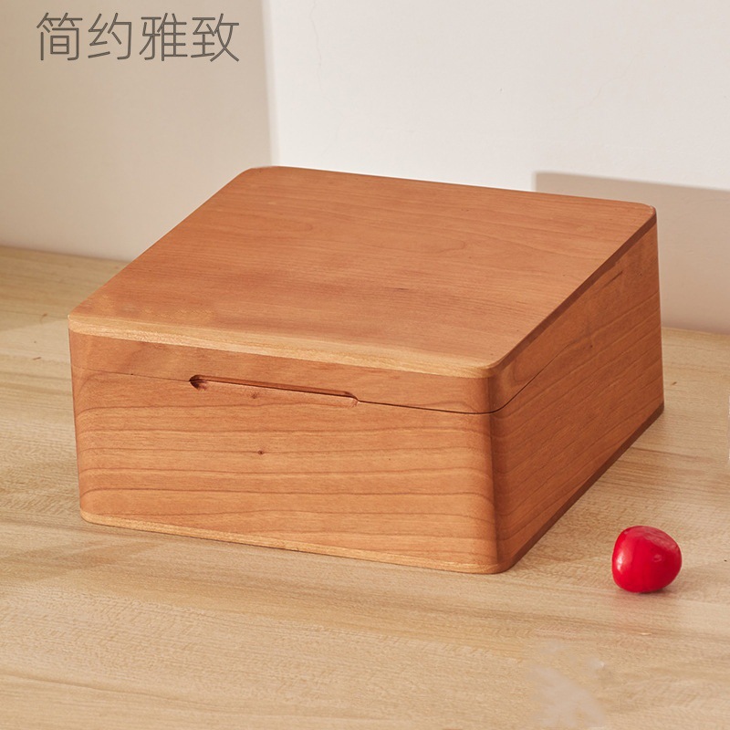 实木首饰盒翻盖珠宝黑胡桃木方形古典饰品盒创意干果盒指甲油收纳
