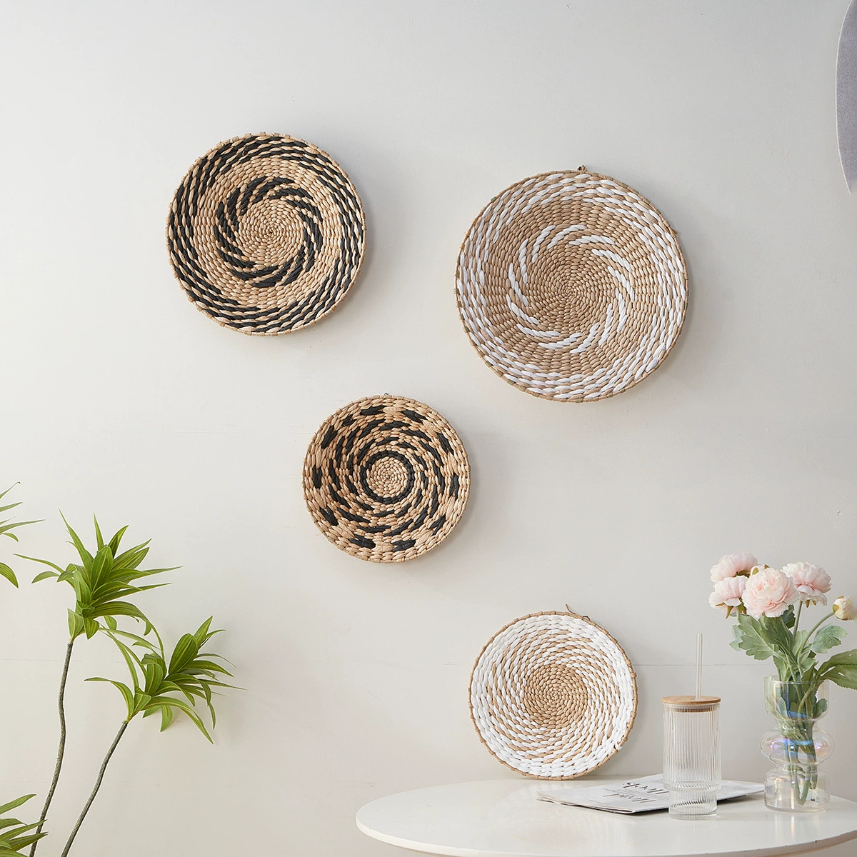 Пятно ins скандинавский ветер соломенные настенные украшения минималистичные украшения для гостиной