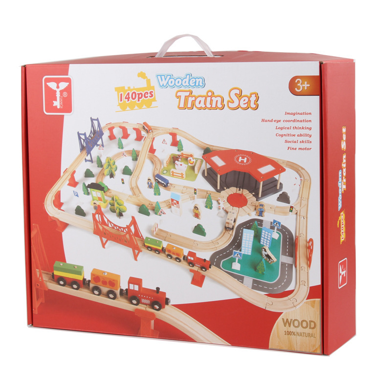 Tren para niños CPC 140 piezas de tren de alta velocidad tren pequeño vagón de madera juguetes educativos ensamblados para niños y niñas