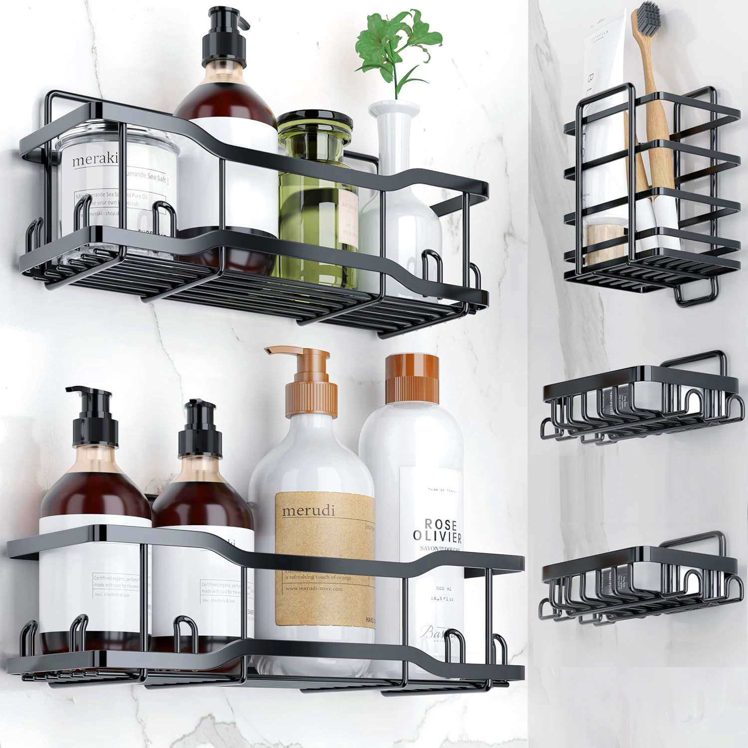 Cross-border New Punch-free Wall Hanging Finishing Shelf Bathroom Household Toiletries Storage Rack Bathroom Storage Rack