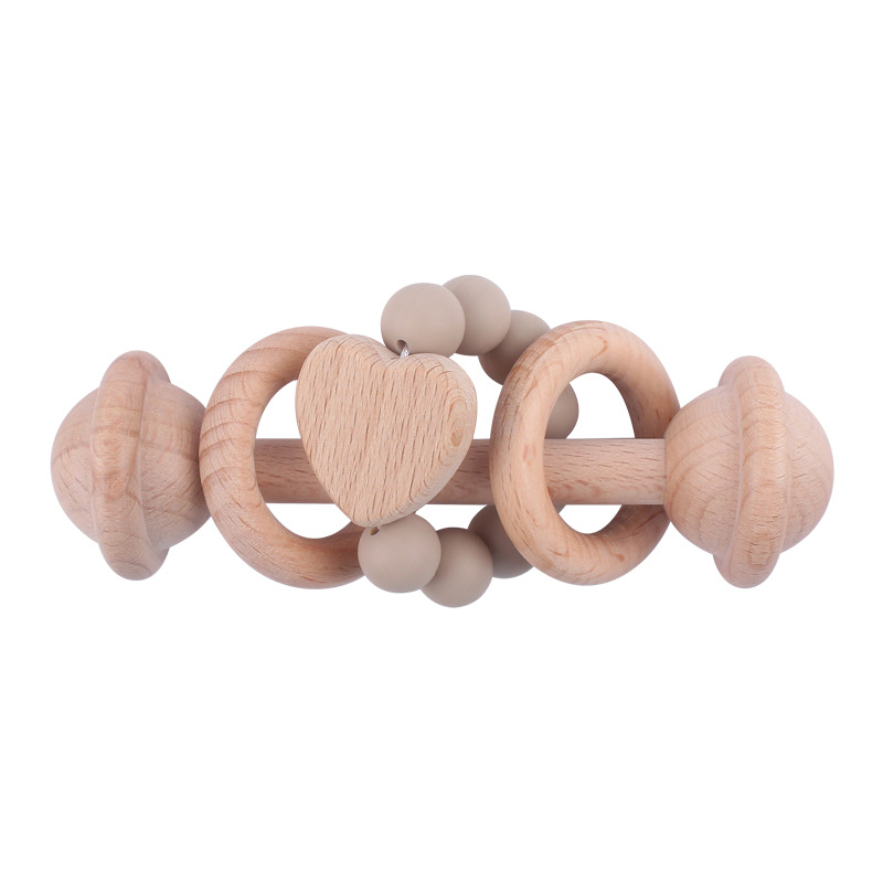 Juguete para niños creativo Beech teether bebé amor mano agarre sonajero cuentas de silicona bebé ejercicio interactivo mordedor palo
