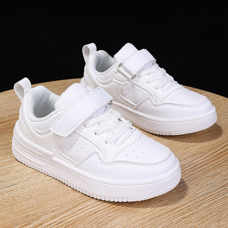 Children's White Sneakers 2026 Summer New Style White Sports Shoes Trendy Campus Girls' White Shoes Air Force Sneakers Wholesale