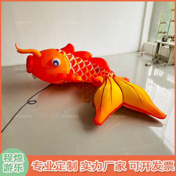 新年充气发财锦鲤金鱼气模节日氛围商场景区售楼外墙灯光引流美陈