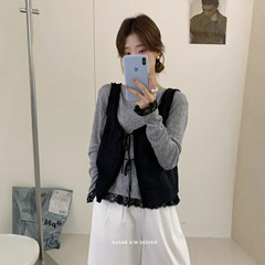 苏珊 2025早秋季新款韩打底针织衫背心吊带两件套装上衣女装26753