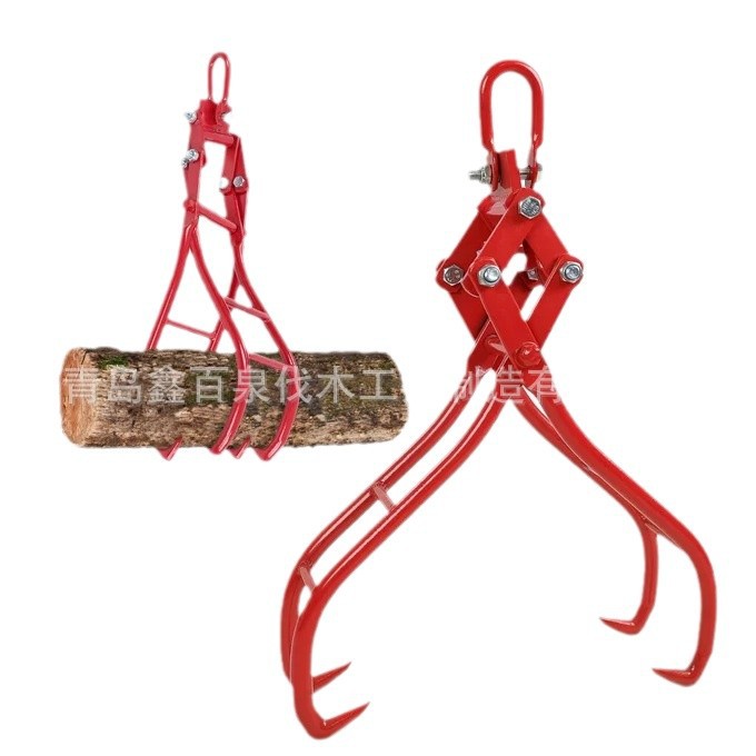 36in四爪原木吊钩伐木森林木材烧烤防滑起重钳钩尖锻造不锈钢