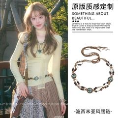 复古波西米亚风编织绳腰链文艺风腰间装饰腰带配裙子收腰显瘦新品
