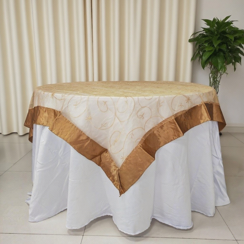 In-Stock Promotion: Organza Embroidered Square Tablecloth for Wedding, Banquet, Hotel, Festival, Party Decoration Square Tablecloth