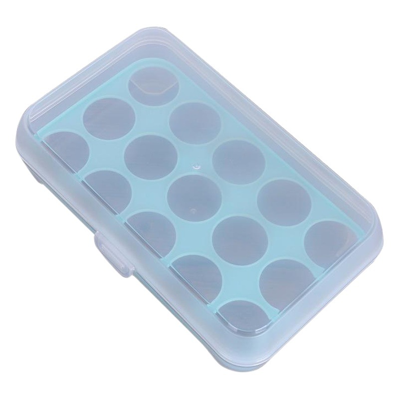 Cocina 15-rejilla caja de huevos refrigerador fresco caja de almacenamiento portátil de picnic caja de almacenamiento de huevos de plástico caja de huevos
