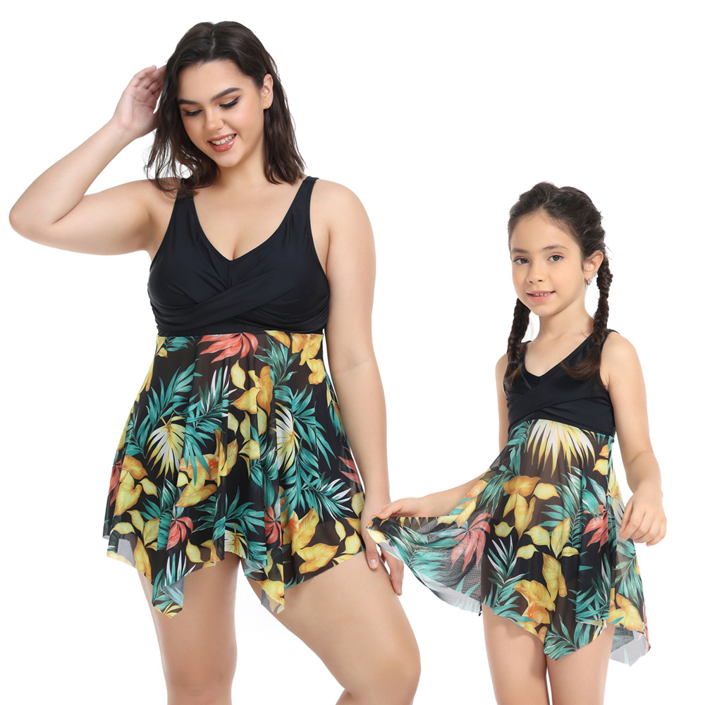 欧美亲子泳衣 跨境母女泳衣