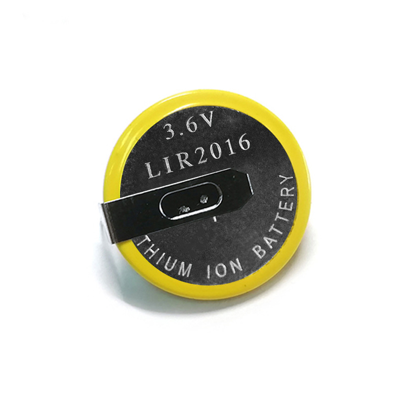 加焊脚LIR2016扣式锂电池警报系统电脑主板3.6V18mAh充电纽扣电池