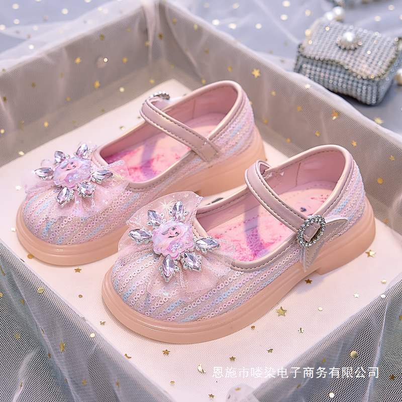 Girls' Small Leather Shoes Autum 2025 New Kidsren's Style Pink Flats Girls Fashion Princess Dance Shoes Students