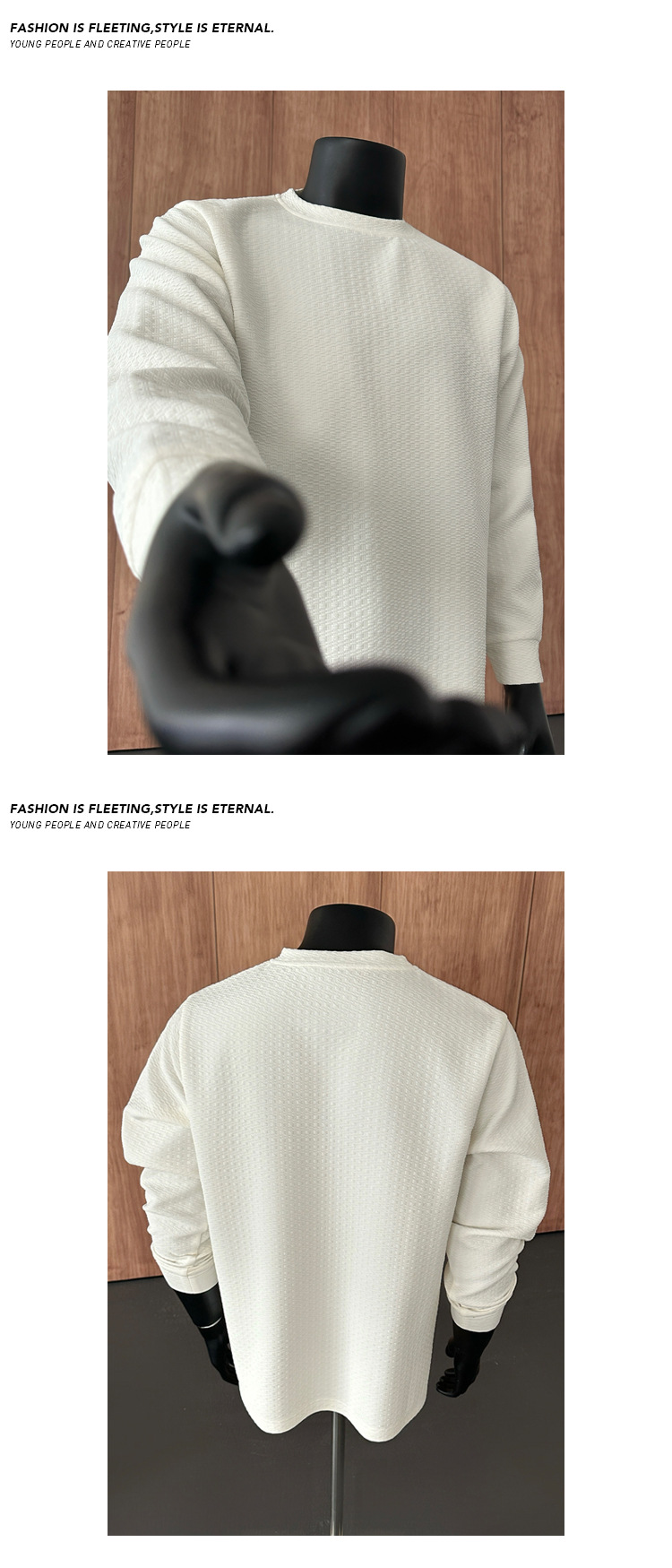 Jacquard Textured Men's Round Neck Sweatshirt American Retro Style_voghion.com