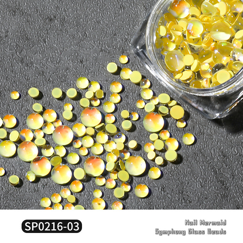 Joyería de uñas caliente mezclada sirena cuentas mágicas plana redonda cristal Aurora cuentas de cristal joyería de uñas diamante