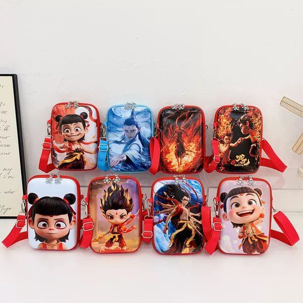 2025 New Korean Style Trendy Boys and Girls Small Nezha Shoulder Bag Lightweight Children Crossbody Bag Creative Personalized Mobile Phone Bag