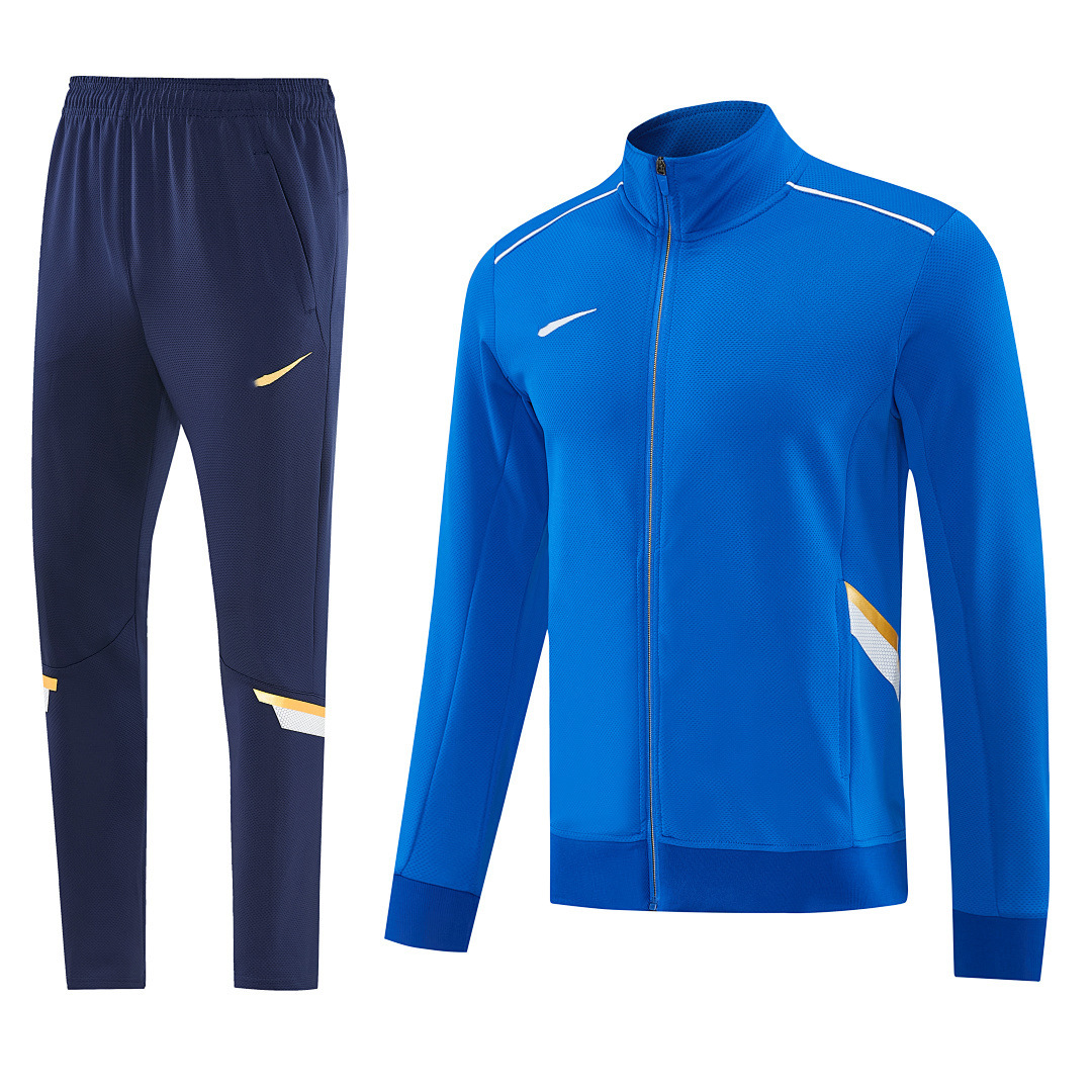 NJ traje de entrenamiento de manga larga Tracksuit pantalones de pierna con cremallera larga chaqueta ajustada traje de jersey fútbol Jacket