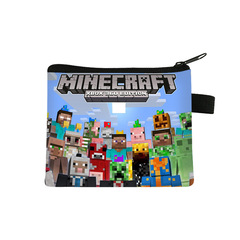 2023 Minecraft Children's Mini Zipper Card Case Cartoon Coin Key Short Wallet Storage Bag Wholesale