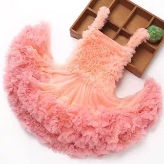 2025女童夏连衣tutu裙新款蓬蓬纱蛋糕裙礼服周岁生日礼超洋气