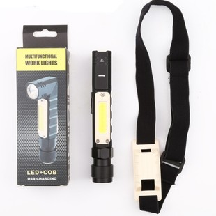 Amazon new corner led flashlight outdoor head-mounted strong light flashlight with cob side light lighting flashlight