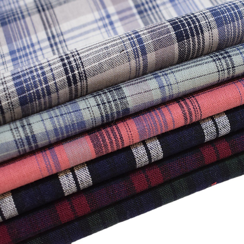 厂家现货 色织格子面料全棉格子布 衬衫布时装休闲服装面料