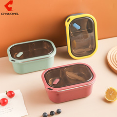 304不鏽鋼可視化分格密封飯盒 學生食堂分格便當盒便攜式分格飯盒