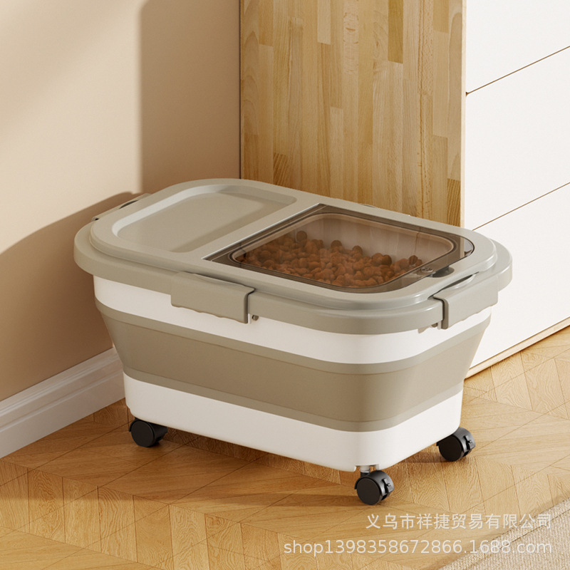 メーカー直送 Amazon 折りたたみ式ドッグフードバケツ キッチン防カビ防湿穀物保存バケツ 米保存バケツ 小麦粉バケツ 米箱|undefined