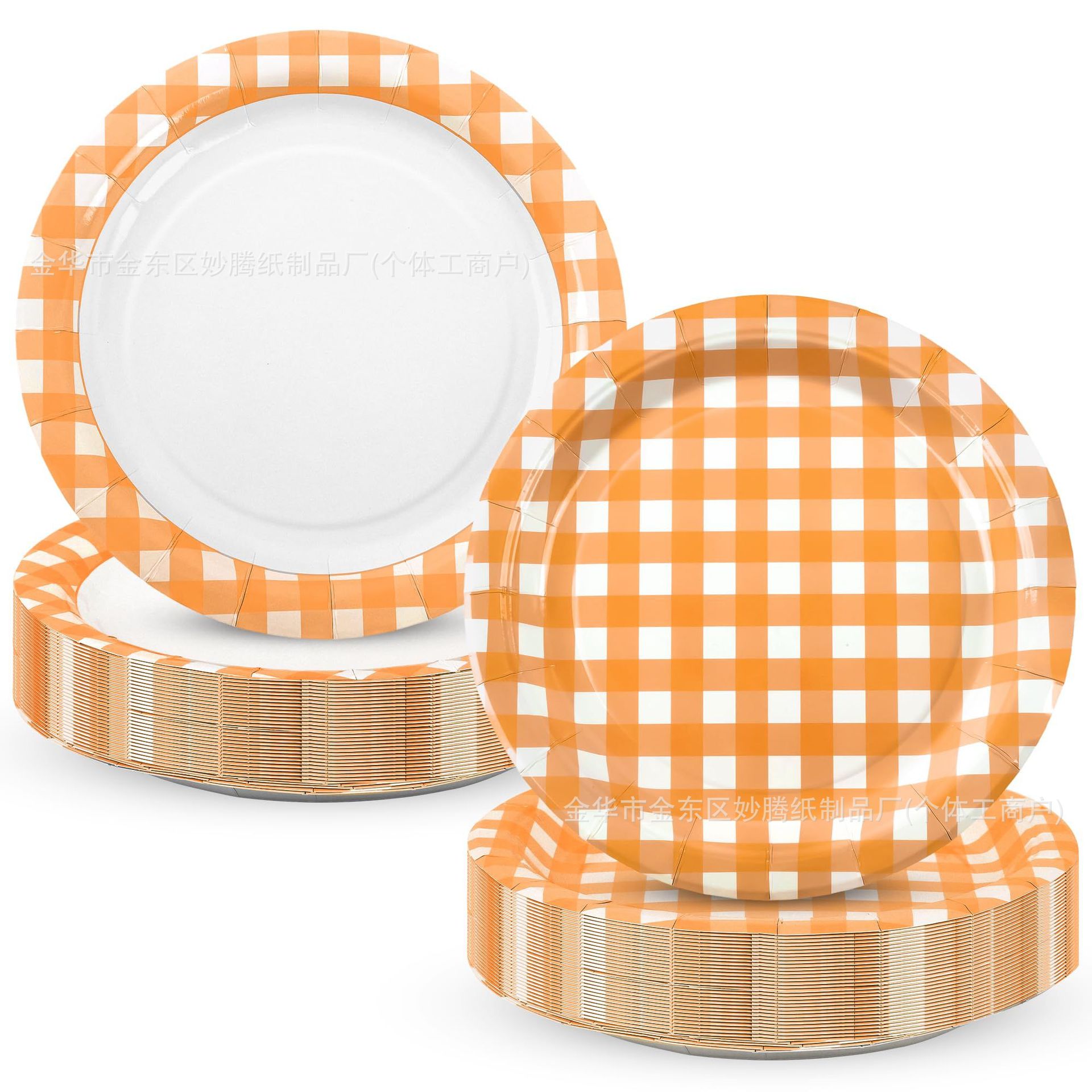 Plato de papel desechable transfronterizo Plato de encaje a rayas azules Plato de encaje de fiestas Fiestas Set de cubiertos desechables