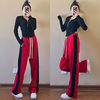 Net red suit/singleton spring and autumn new pattern Hooded Sweater Easy Show thin Paige Wide leg pants Two piece set