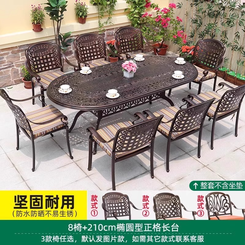 Opcional 8 sillas de mesa larga de rejilla positiva ovalada de 210cm