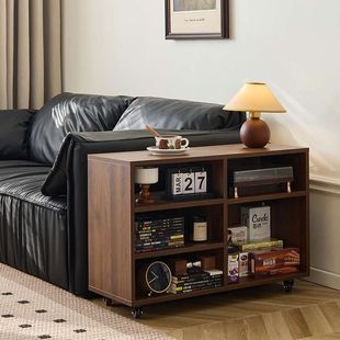 Retro Style Creative Sofa Side Table Removable Coffee Table Black Walnut Color Side Cabinet Balcony Small Table Trolley