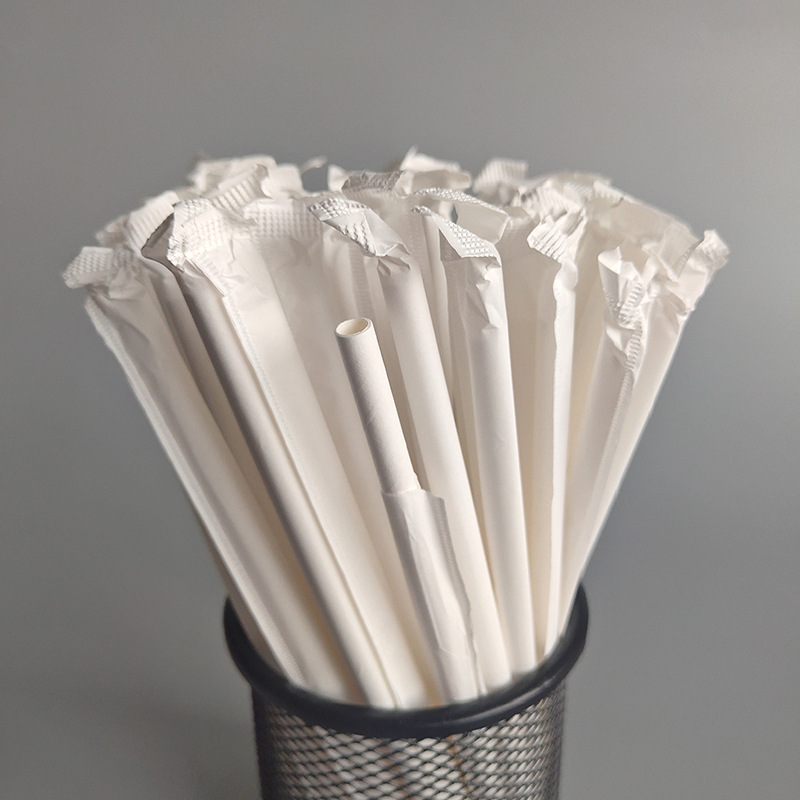 En stock al por mayor 6*170 paja de papel paja de café paja de papel desechable sola bolsa independiente engrosada cuatro capas