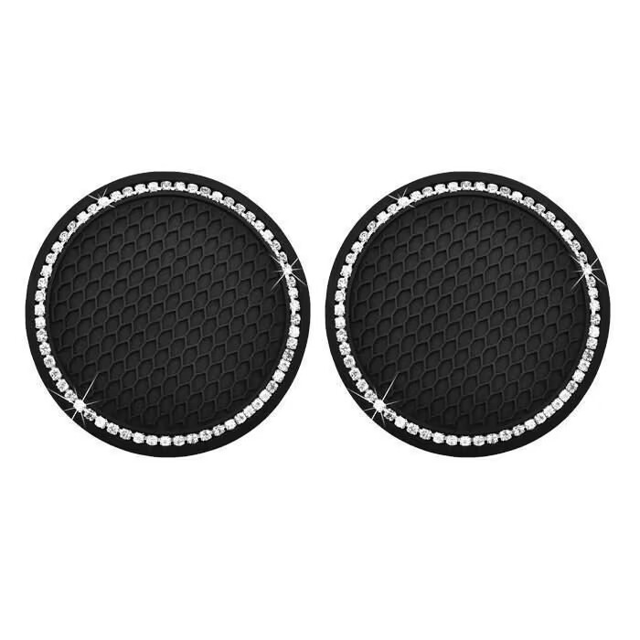 Diamante transfronterizo taza de agua estera redonda de silicona antideslizante estera taza almohadilla de aislamiento térmico rhinestone accesorios creativos del coche