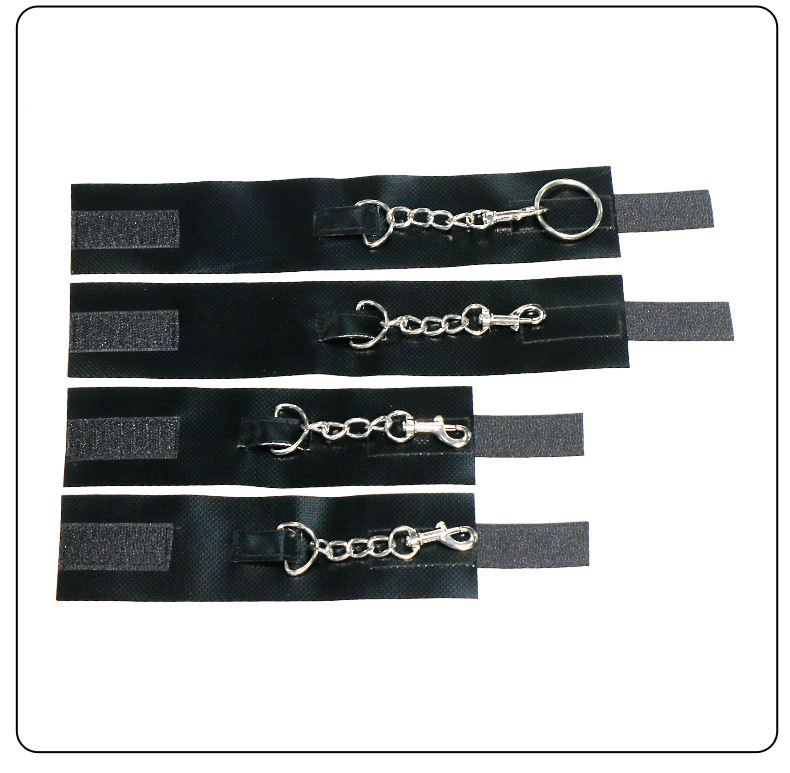SM Hook-and-Loop Hand and Foot Cuffs Set in Black PVC with Metal Hardware — detail image 21