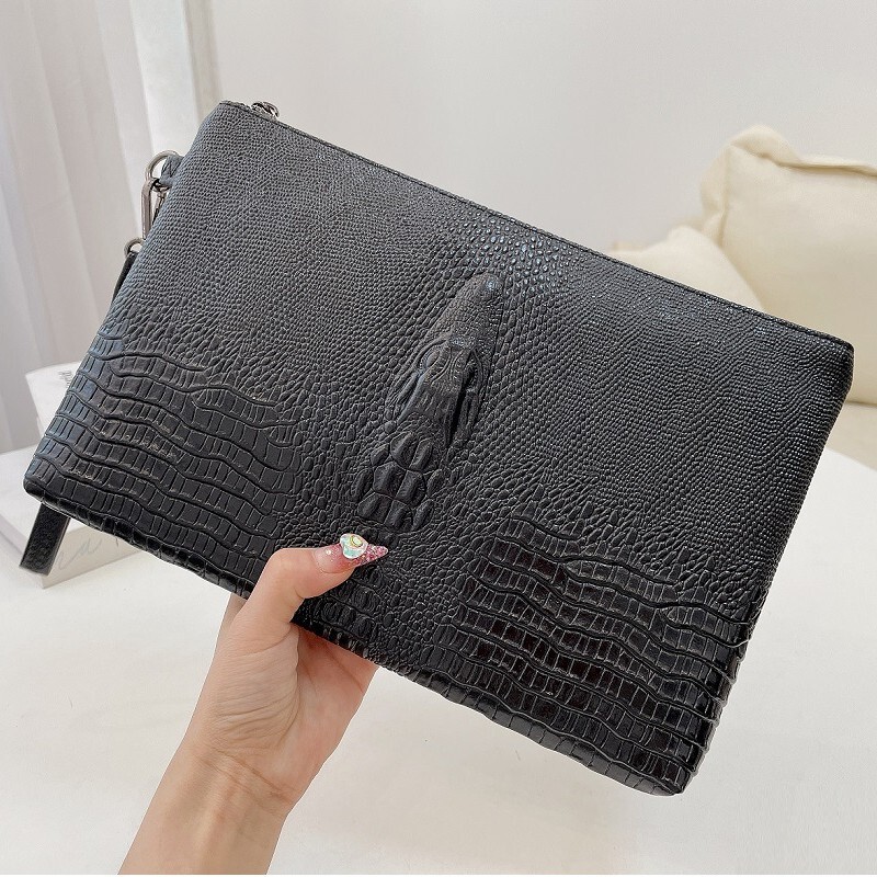 Manufacturer Wholesale Men's Handbags, Casual Large-Capacity Wallets, Soft Leather Business Embossed Wallets, Spiritual Guy Social Bags