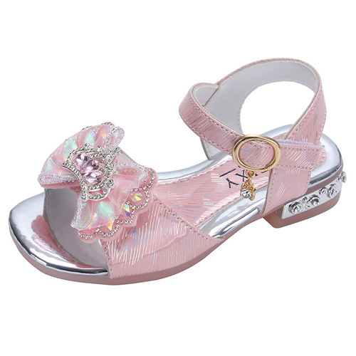 Factory direct supply of girls sandals  summer new middle and large children open toe Velcro student dance shoes wholesale