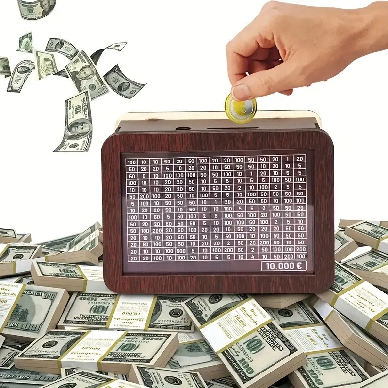 クロスボーダー木製貯金箱コイン貯金箱手作りデジタル財務管理ホームカウンター貯金箱装飾|undefined